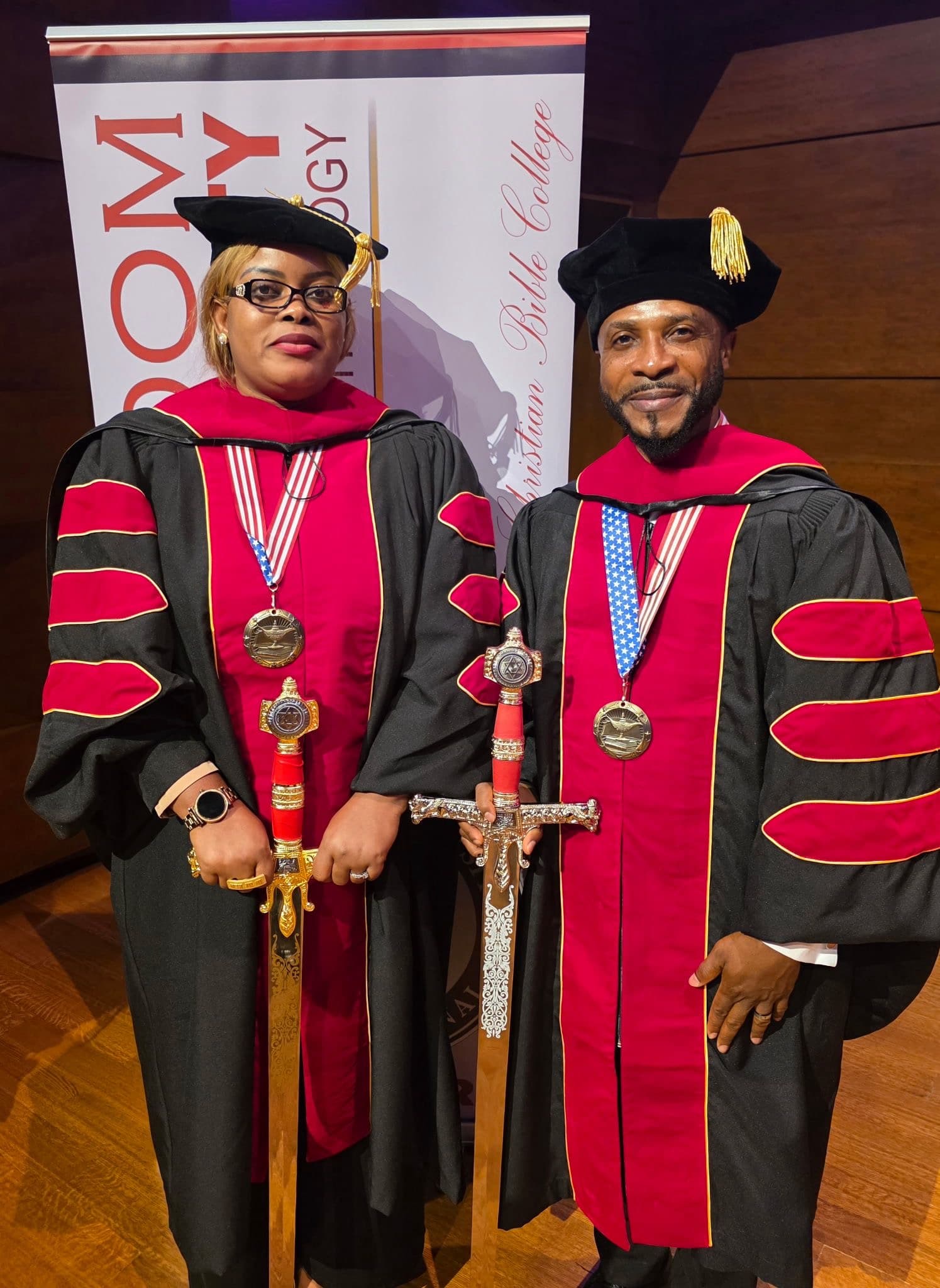 Ministry leaders in robes holding ceremonial swords